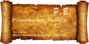 Pissenberger Baján névjegykártya
